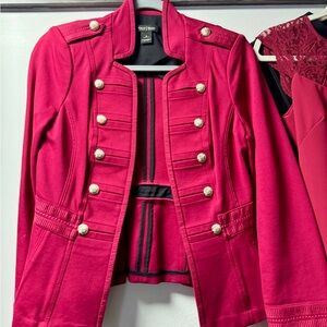 White House Black Market Red Military Jacket size 2 pointe fabric